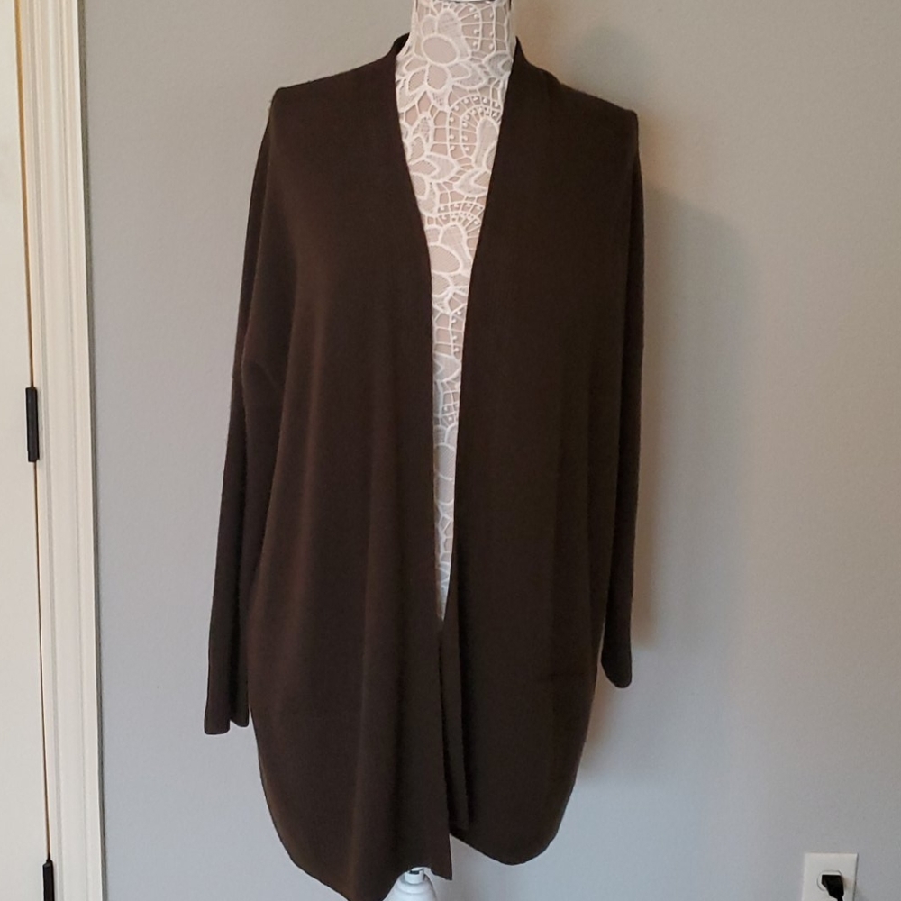 VINCE Wool/Cashmere Dark Olive Cardigan